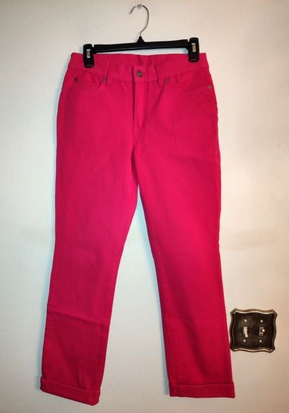 Women's Escada Sport Linda Slim High Rise Magenta Cotton Stretch Jeans EUR Sz 36